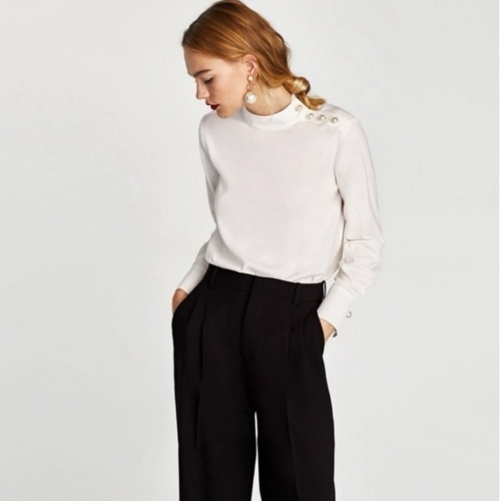 Zara White Classic Blouse